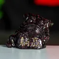 Three-legged money toad resin figurine in deep red translucent finish with Tangying engraving - Garnet
