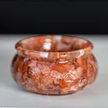 Bol décoratif en résine avec pierres d'agate rouge pour ornement de table maison - 6x6x3cm / Agate rouge