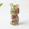 Artistic crystal bear figurine with colorful natural stone resin fill decoration - Colorful Cat Eye