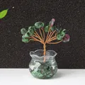 Handcrafted Ruby in Zoisite gemstone money tree in a glass vase with copper wire branch - Ruby Zoisite