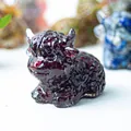 Deep red resin Highland Cow figurine with natural crystal texture for home office decor - Garnet