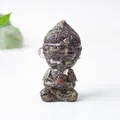 Resin Monkey King statue in a meditative pose with vibrant crystal texture and colors - Dragon Blood Stone