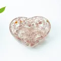 Cuenco de cristal en forma de corazón con piedras rosas para joyas y decoración del hogar - Cuarzo Fresa