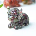 Resin highland cow figurine filled with colorful natural crystals for home desk decor - Dragon Blood Stone
