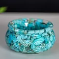 Bol décoratif en résine turquoise avec pierres de cristal naturel incrustées - 6x6x3cm / Turquoise