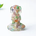 Meditating dog figurine with colorful natural crystal stones for Zen home decor - Colorful Cat Eye