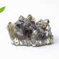 Cluster de cristal de quartz fumé naturel dans la résine pour décor de maison et bureau - Labradorite Noire