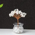 Handmade white crystal money tree ornament with copper wire and glass base - Howlite