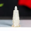 Nine-level clear resin Wen Chang Pagoda figurine for desk decor with hexagonal base - White Crystal