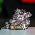 Three-legged money toad purple crystal resin ornament with gold character engraving - Dreamy Purple