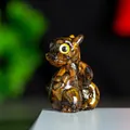 Escultura de dragón en resina ojo de tigre con lindos ojos amarillos grandes de mesa - Ojo de tigre