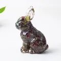 Standing rabbit figurine made of green natural crystal stone chips and clear resin - Dragon Blood Stone