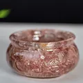 Bol de corne d'abondance en résine de cristal fraise rose avec motifs en relief - 6x6x3cm / Quartz Fraise