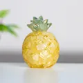 Resin pineapple figurine filled with natural crystals for home and office desk decor - Golden Yellow (LNM)