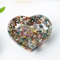 Bandeja de resina en forma de corazón con piedras de cristal naturales para el hogar - Jaspe Oceánico