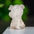 Resin Schnauzer figurine with natural crystal filling in transparent dog statue - White Crystal