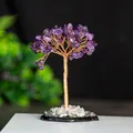 Detailed macro shot of purple crystal money tree with handcrafted copper wire branches - Purple
