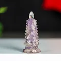 Natural purple amethyst resin pagoda ornament with nine levels for desk decoration - Dreamy Purple