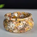 Bol en résine rempli de cristaux naturels jaunes et blancs et de pierres d'agate - 6x6x3cm / Agate Folle