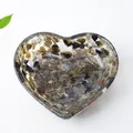 Cuenco de resina en forma de corazón con cristales de labradorita negra naturales - Labradorita Negra