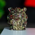 Three-legged toad wealth statue made of dragon blood stone with gold fortune tablet - Dragon Blood Stone