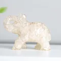 Figura de elefante de resina de cristal blanco para decoración de mesa suerte - Cristal de roca