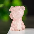 Pink translucent resin Schnauzer dog figurine with natural crystal filling detail - Rose Quartz