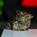 Chinese resin lucky toad statue with colorful natural crushed crystal stone fillings - Dragon Blood Stone