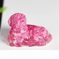 Figurine chien en résine rose et cristal naturel, décoration de bureau Golden Retriever - Rose Foncé