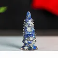 Lapis Lazuli crystal Wen Chang pagoda figurine with natural blue mineral texture - Lapis Lazuli