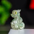 Estatua dragón verde translúcido de resina cristal con grandes ojos amarillos para mesa - Aventurina Verde