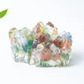 Sculpture d'amas de cristal en résine colorée pour décoration élégante de bureau - Œil de Chat Coloré