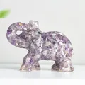 Figura de elefante de la suerte con cristales de amatista natural y resina púrpura - Púrpura de Ensueño