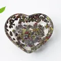 Cuenco de resina en forma de corazón con cristales naturales para decoración - Piedra de Sangre de Dragón