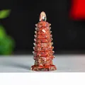 Nine-tier pagoda desk ornament made of red jasper crystals and clear resin material - Red Jasper
