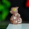 Escultura de dragón de cristal con cuarzo fresa para decoración de escritorio - Cuarzo Fresa