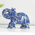 Lapis lazuli resin elephant figurine with blue crushed stone inlay for desk decor - Lapis Lazuli