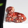 Figurine réaliste de chiot Golden Retriever en cristal de jaspe rouge et résine transparente - Jaspe Rouge