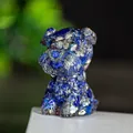Lapisblaue Schnauzer-Hundefigur aus Harz mit natürlicher Kristallstein-Textur - Lapislazuli
