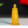 Handcrafted yellow resin Wenchang Pagoda statue with crystal-like translucent finish - Citrine
