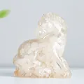 Figurine de cheval agenouillé en résine avec pierres de cristal naturel intégrées - Cristal de roche