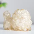 Amber translucent resin dragon turtle statue with detailed crystal carvings - White Crystal