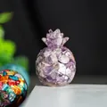 Pineapple ornament made of purple amethyst and clear quartz crystal resin for desk decor - Dreamy Purple