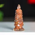 Red agate crystal pagoda statue made of layered natural stones for office desk decor - Red Agate