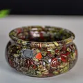 Bol de corne d'abondance en résine avec cristaux naturels colorés pour décoration - 6x6x3cm / Pierre Sang de Dragon