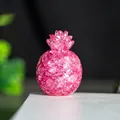 Pink resin pineapple ornament with natural crystal texture for desk decoration - Dark Pink