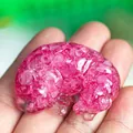 Pink crystal resin Labrador dog figurine sleeping posture desktop decor ornament - Dark Pink