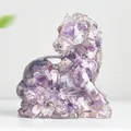 Figurine de cheval en résine avec cristaux naturels violets et blancs pour la maison - Violet de Rêve