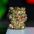 Unakite crystal resin lucky cat figurine with engraved Chinese fortune characters - Unakite