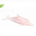 Pink crystal resin dolphin ornament with natural stone texture on a white background - Rose Quartz
